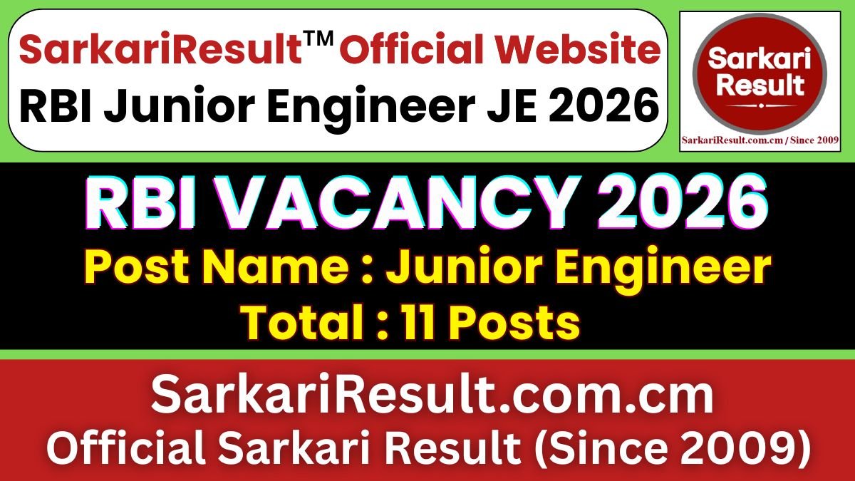 RBI Junior Engineer Recruitment 2026: Apply Online for JE Posts Before 6 May